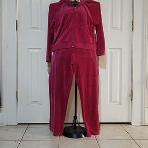 Pink velour tracksuit